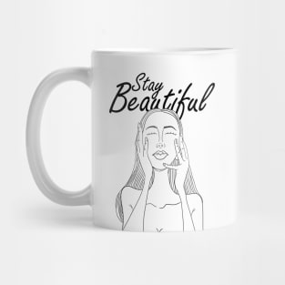 Stay Beautiful w/ Beautiful Long Hair Woman Line Art Mug